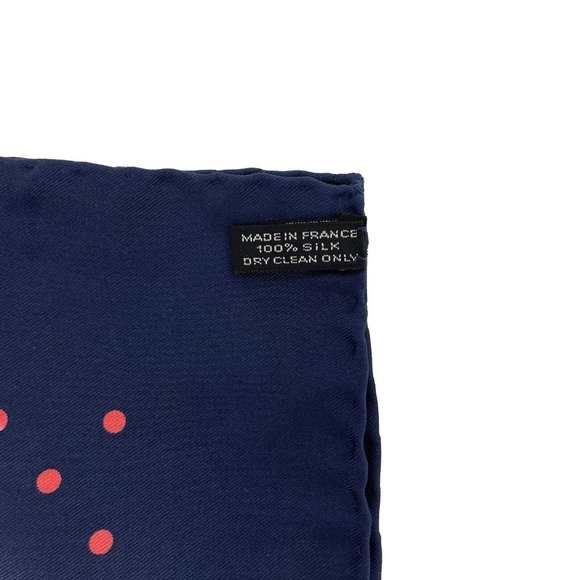 Hermes - Excellent - Paris Red Polka Dot Navy Blue Wrap - Blue/Pink - One Size - Picture 3 of 9